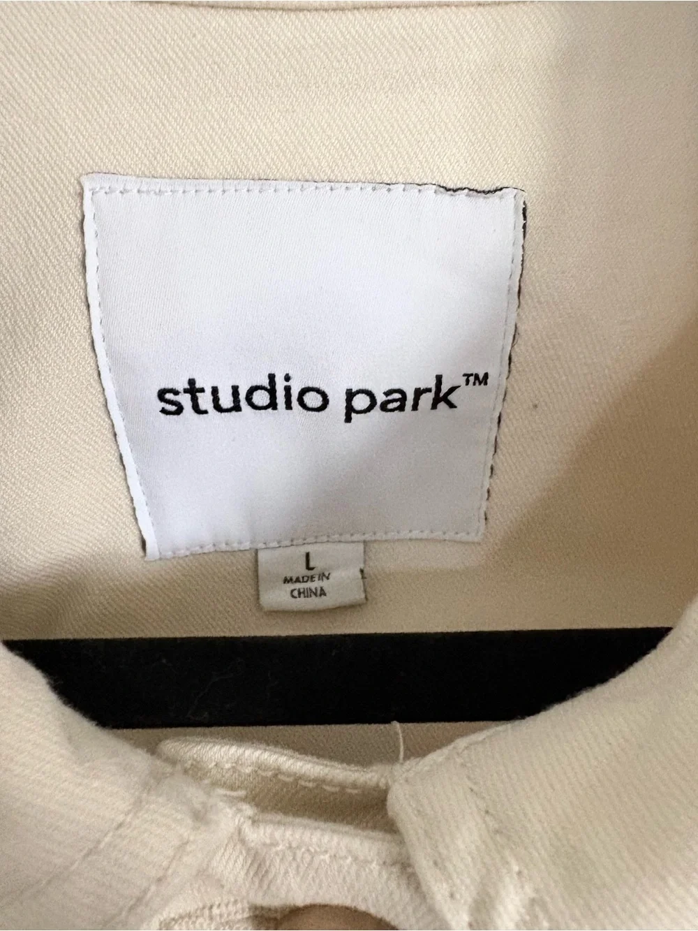 Studio Park x Amy Stran Cotton Blend Denim Utility Chore Jacket |  Ecru| Size L